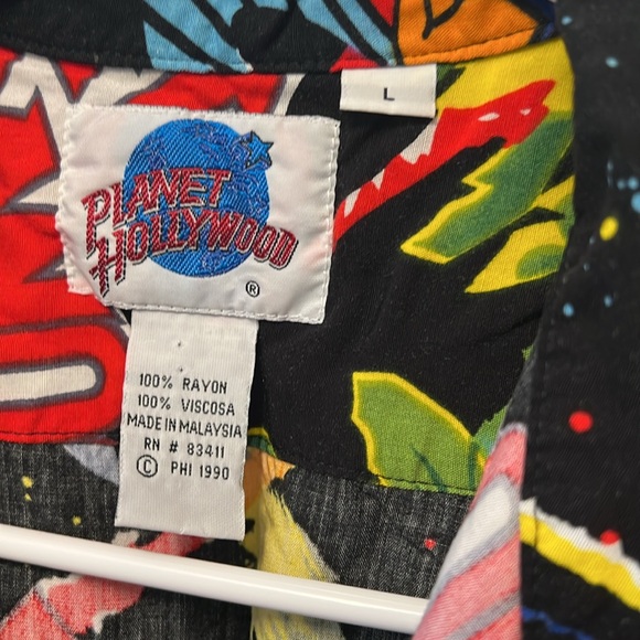 Vintage 1990 planet Hollywood short sleeve button up shirt large black - Picture 4 of 4